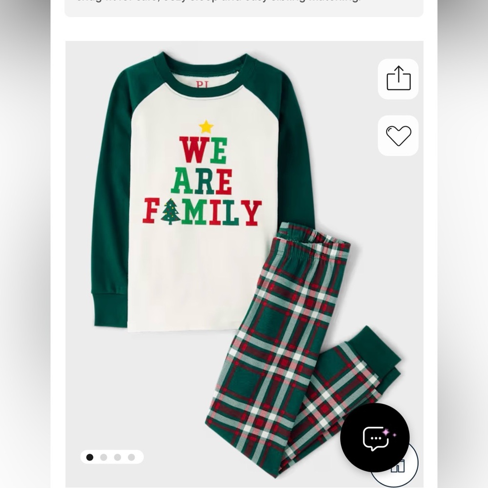 The Children’s Place NWT Kids Pajamas - Green and White 'We Are Family' Set Sz 5